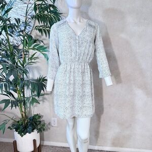 Forever 21 Mini Dress, 3/4 Sleeve, Cream Geometric Print Sz M